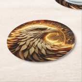 Adelaar met een ingewikkelde gouden adelaar ronde kartonnen onderzetter (Gebogen)
