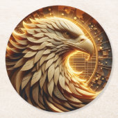 Adelaar met een ingewikkelde gouden adelaar ronde kartonnen onderzetter (Voorkant)