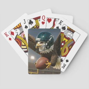 Adelaar met een voetbal in een sportstadion pokerkaarten