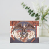 Adelaar met krans Amerikaanse schild Vuurwerk Briefkaart (Staand voorkant)