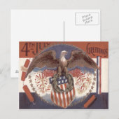 Adelaar met krans Amerikaanse schild Vuurwerk Briefkaart (Voorkant / Achterkant)