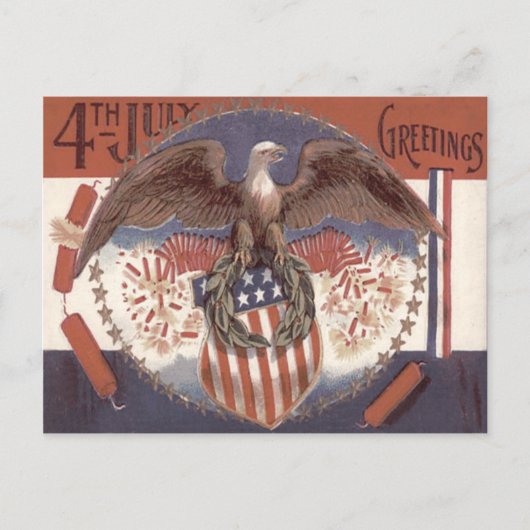 Adelaar met krans Amerikaanse schild Vuurwerk Briefkaart (Voorkant)