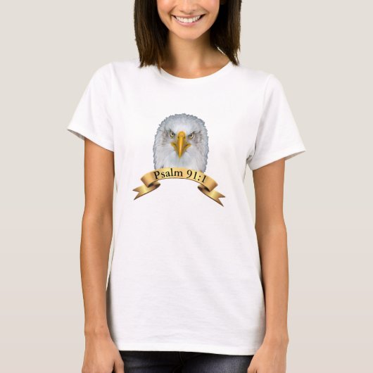 Adelaar met Psalm  91:1 T-shirt (Voorkant)