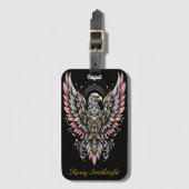 Adelaar met roze vleugels bagagelabel (Voorkant (verticaal))