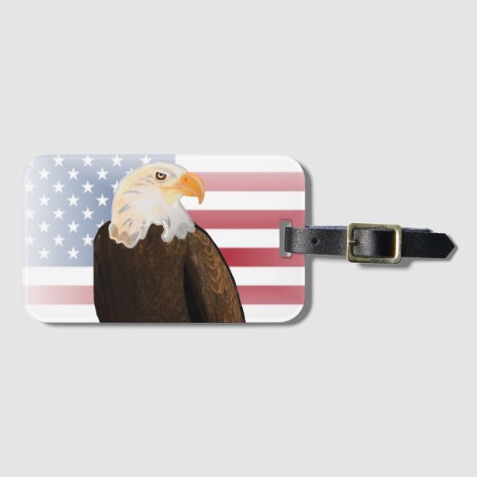 Adelaar met vervaagde Amerikaanse vlag Bagagelabel (Voorkant (horizontaal))