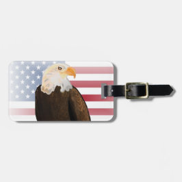 Adelaar met vervaagde Amerikaanse vlag Bagagelabel