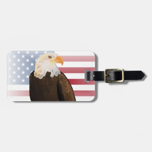 Adelaar met vervaagde Amerikaanse vlag Bagagelabel (Voorkant horizontaal)