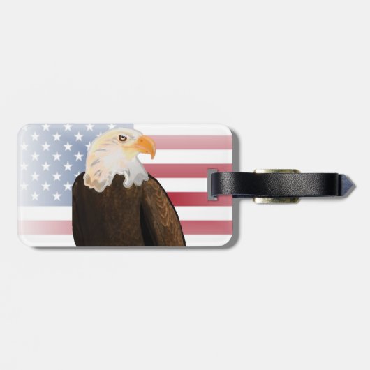 Adelaar met vervaagde Amerikaanse vlag Bagagelabel (Achterkant horizontaal)