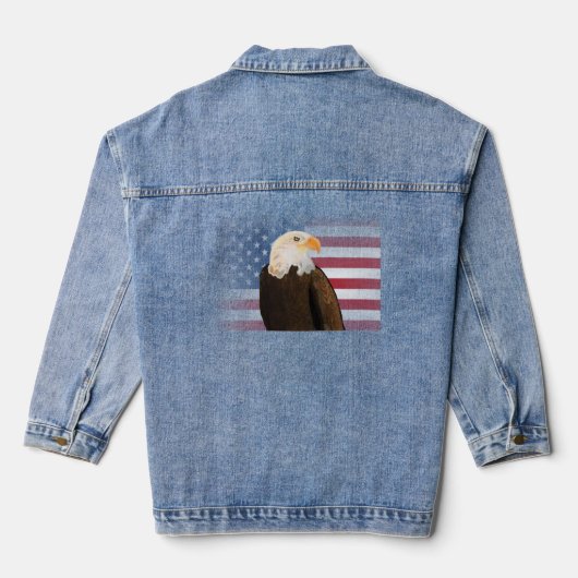 Adelaar met vervaagde Amerikaanse vlag Denim Jacket (Achterkant)