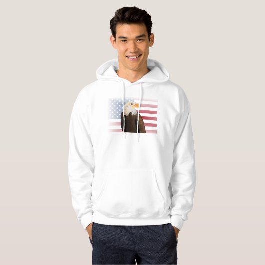 Adelaar met vervaagde Amerikaanse vlag Hoodie (Voorkant volledig)