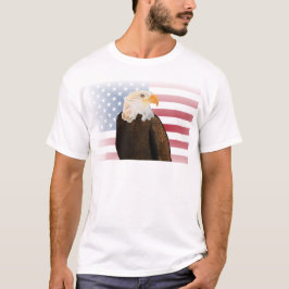 Adelaar met vervaagde Amerikaanse vlag T-shirt