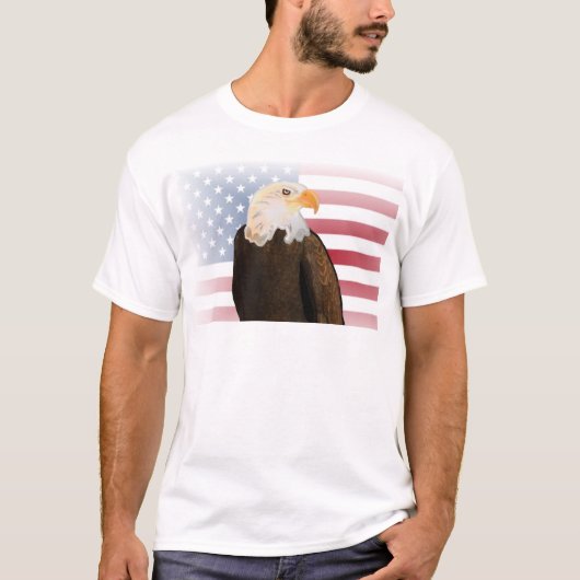 Adelaar met vervaagde Amerikaanse vlag T-shirt (Voorkant)
