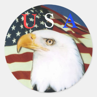 Adelaar met vlag, U, S, Een schuurtje Ronde Sticker