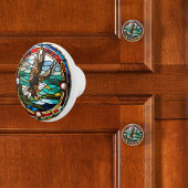Adelaar namaak glas in lood keramische knop