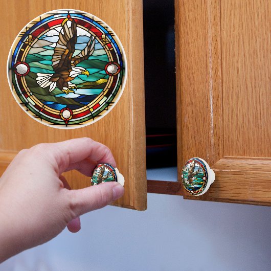 Adelaar namaak glas in lood keramische knop
