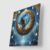 Adelaar neergestreken in hemels landschap bij nach vierkante klok (Hoek)