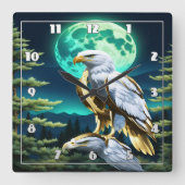 Adelaar neergestreken onder maanverlichte hemel in vierkante klok (Voorkant)