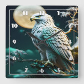 Adelaar neergestreken onder maanverlichte hemel in vierkante klok (Voorkant)