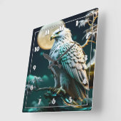 Adelaar neergestreken onder maanverlichte hemel in vierkante klok (Hoek)