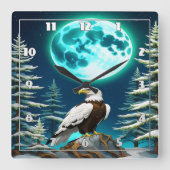 Adelaar neergestreken onder maanverlichte winterhe vierkante klok (Voorkant)