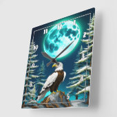 Adelaar neergestreken onder maanverlichte winterhe vierkante klok (Hoek)