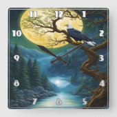 Adelaar neergestreken onder volle maan boven rivie vierkante klok (Voorkant)
