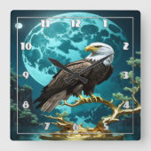 Adelaar neergestreken op Golden Tree Branch bij na Vierkante Klok (Voorkant)