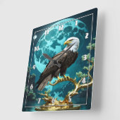 Adelaar neergestreken op Golden Tree Branch bij na Vierkante Klok (Hoek)