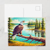 Adelaar neergestreken op tak bij Lake Pastel Chalk Briefkaart (Voorkant / Achterkant)