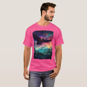 Adelaar Noorderlicht Aurora Borealis landschapsber T-shirt (Voorkant volledig)