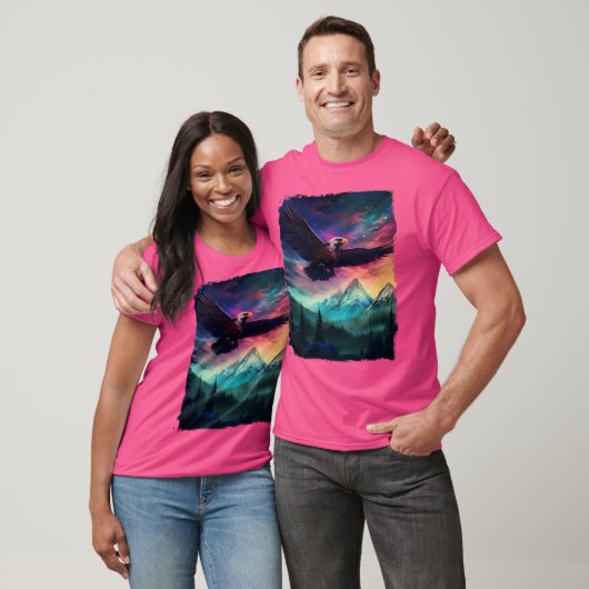 Adelaar Noorderlicht Aurora Borealis landschapsber T-shirt (Unisex)