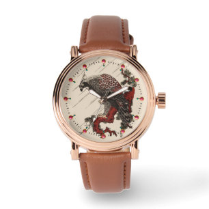 ADELAAR OP DE DENNENTAK IN DE REGEN Ukiyoe Horloge