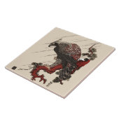 ADELAAR OP DE DENNENTAK IN DE REGEN Ukiyoe Tegeltje (Zijkant)