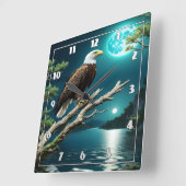 Adelaar op een tak bij Moonlit River Vierkante Klok (Hoek)