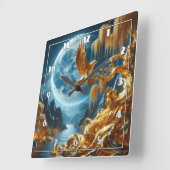 Adelaar op een tak in maanlicht vierkante klok (Hoek)