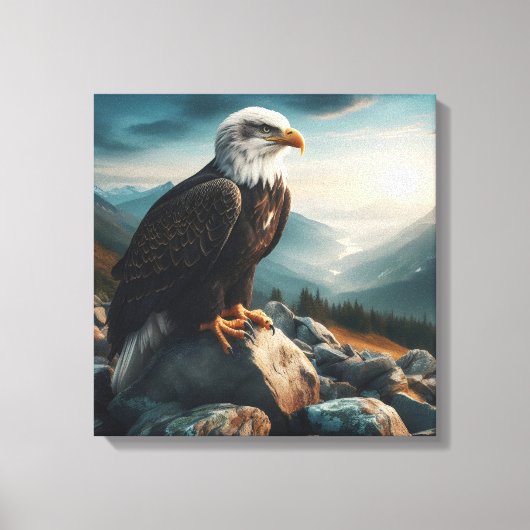 Adelaar op Rocky Terrain Canvas Afdruk (Voorkant)