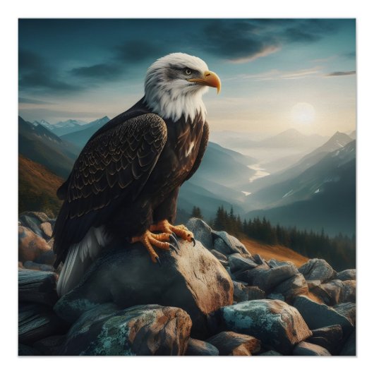 Adelaar op Rocky Terrain Perfect Poster (Voorkant)