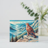 Adelaar op rots met uitzicht op berglandschap briefkaart (Staand voorkant)