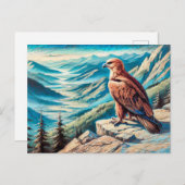 Adelaar op rots met uitzicht op berglandschap briefkaart (Voorkant / Achterkant)