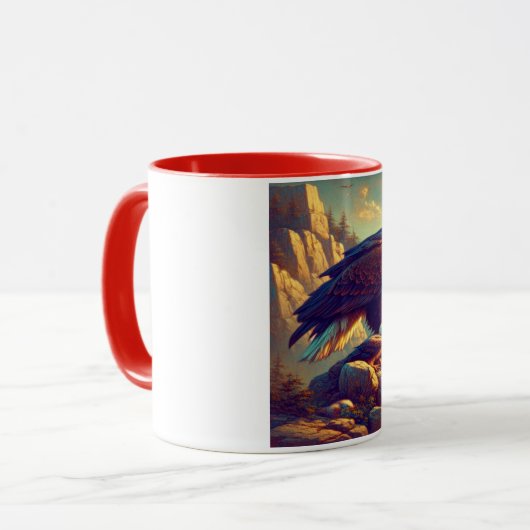 Adelaar op rots met zijn baby's mok (Voorkant links)