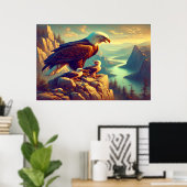 Adelaar op rots met zijn baby's poster (Thuiskantoor)