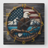 Adelaar op tak, Amerikaanse vlag Vierkante Klok (Voorkant)
