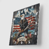 Adelaar op tak met vlag vierkante klok (Hoek)