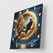 Adelaar op tak onder een volle maan vierkante klok (Hoek)