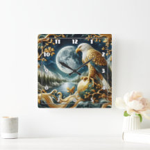 Adelaar op tak onder volle maan