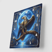 Adelaar op tak onder volle maan vierkante klok (Hoek)