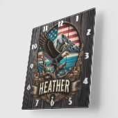 Adelaar op tak tegen Amerikaans landschap Vierkante Klok (Hoek)