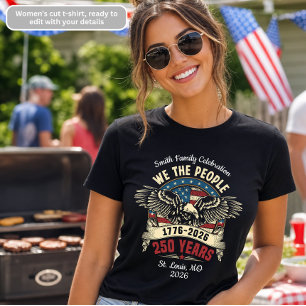 Adelaar Patriottisch 250e Verjaardags Amerika Dame Tri-Blend Shirt