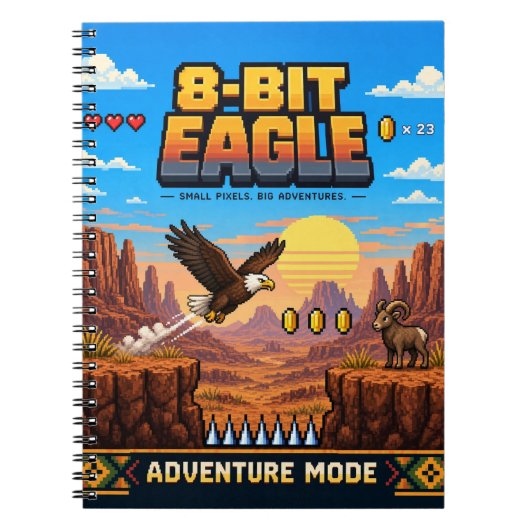 Adelaar, Retro 8-Bit Pixelkunst Notitieboek (Voorkant)