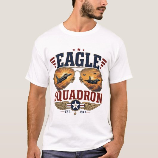 Adelaar Squadron Oude Strijdvliegtuigen T-shirt (Voorkant)